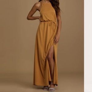 Lulus Vacation is Calling Orange Halter Maxi Dress- Mustard Yellow